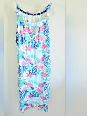 Banana Boat Tropical Pink and Blue Floral Halter Dress